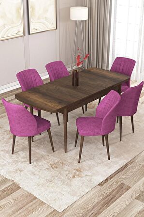 Rovena Lora Barok 70x114 Açılabilir Mdf Mutfak Masası Takımı 6 Adet Sandalye
