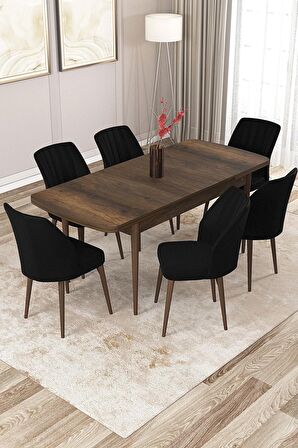 Rovena Lora Barok 70x114 Açılabilir Mdf Mutfak Masası Takımı 6 Adet Sandalye