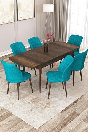 Rovena Lora Barok 70x114 Açılabilir Mdf Mutfak Masası Takımı 6 Adet Sandalye