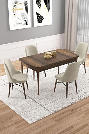 Rovena Rain Barok 70x114 Açılabilir Mdf Mutfak Masası Takımı 4 Adet Sandalye