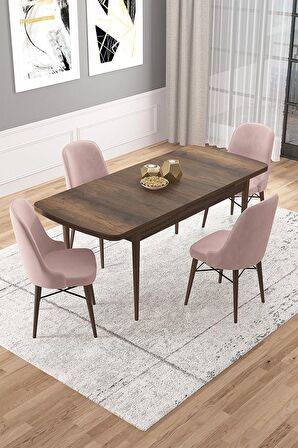 Rovena Rain Barok 70x114 Açılabilir Mdf Mutfak Masası Takımı 4 Adet Sandalye