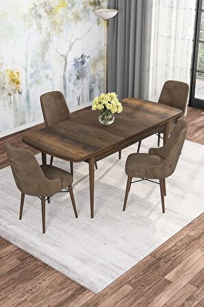 Rovena Gian Barok 70x114 Açılabilir Suntalam Mutfak Masası Takımı 4 Adet Sandalye