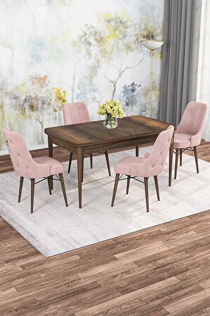 Rovena Gian Barok 70x114 Açılabilir Suntalam Mutfak Masası Takımı 4 Adet Sandalye