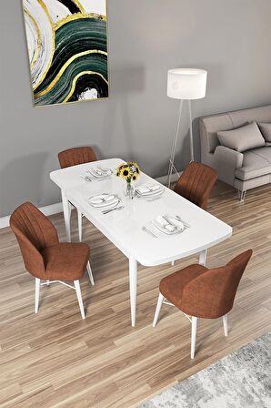 Rovena Alto Beyaz 70x114 Açılabilir Suntalam Mutfak Masası Takımı 4 Adet Sandalye