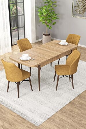 Rovena Alto Meşe 70x114 Açılabilir Suntalam Mutfak Masası Takımı 4 Adet Sandalye
