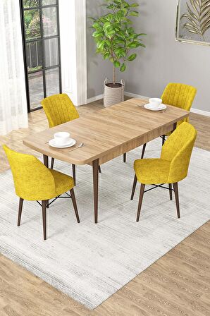 Rovena Alto Meşe 70x114 Açılabilir Suntalam Mutfak Masası Takımı 4 Adet Sandalye