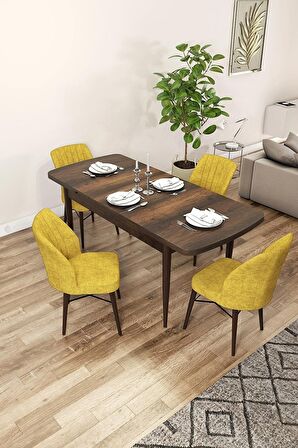 Rovena Alto Barok 70x114 Açılabilir Suntalam Mutfak Masası Takımı 4 Adet Sandalye