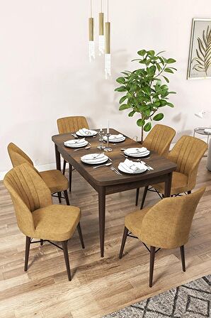 Rovena Alto Barok 70x114 Açılabilir Suntalam Mutfak Masası Takımı 6 Adet Sandalye