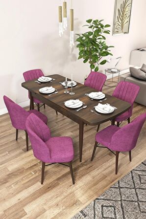 Rovena Alto Barok 70x114 Açılabilir Suntalam Mutfak Masası Takımı 6 Adet Sandalye