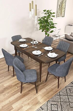Rovena Alto Barok 70x114 Açılabilir Suntalam Mutfak Masası Takımı 6 Adet Sandalye