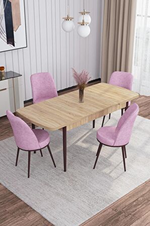 Rovena Sona Meşe 70x114 Açılabilir Suntalam Mutfak Masası Takımı 4 Adet Sandalye