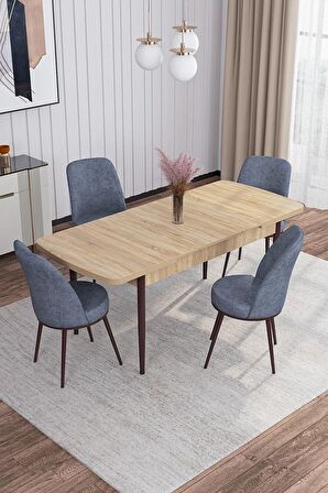Rovena Sona Meşe 70x114 Açılabilir Suntalam Mutfak Masası Takımı 4 Adet Sandalye