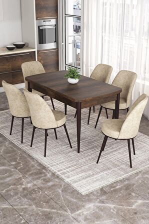 Rovena Sona Barok 70x114 Açılabilir Suntalam Mutfak Masası Takımı 6 Adet Sandalye