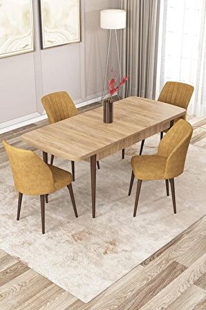 Rovena Lucca Meşe 70x114 Açılabilir Suntalam Mutfak Masası Takımı 4 Adet Sandalye