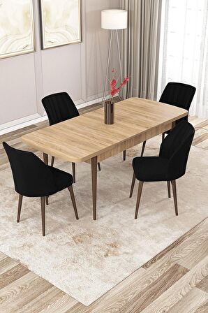 Rovena Lucca Meşe 70x114 Açılabilir Suntalam Mutfak Masası Takımı 4 Adet Sandalye