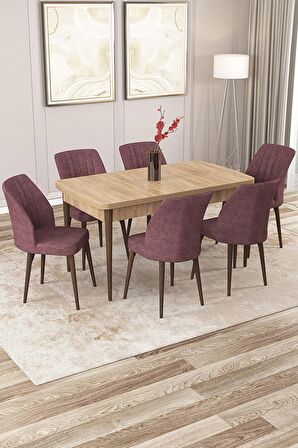 Rovena Lucca Meşe 70x114 Açılabilir Suntalam Mutfak Masası Takımı 6 Adet Sandalye