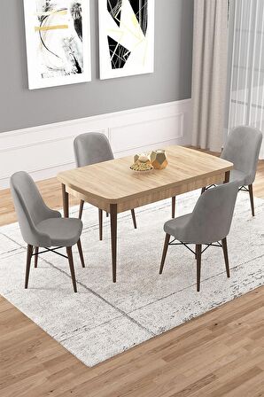 Rovena Rain Meşe 70x114 Açılabilir Mdf Mutfak Masası Takımı 4 Adet Sandalye