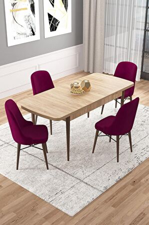 Rovena Rain Meşe 70x114 Açılabilir Mdf Mutfak Masası Takımı 4 Adet Sandalye