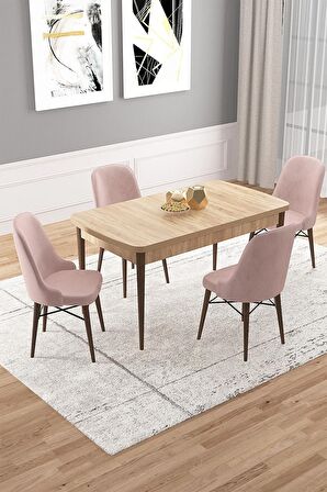 Rovena Rain Meşe 70x114 Açılabilir Mdf Mutfak Masası Takımı 4 Adet Sandalye