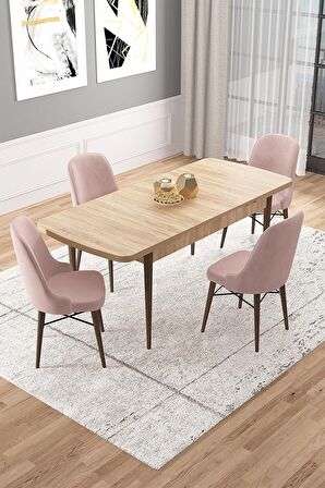 Rovena Rain Meşe 70x114 Açılabilir Mdf Mutfak Masası Takımı 4 Adet Sandalye