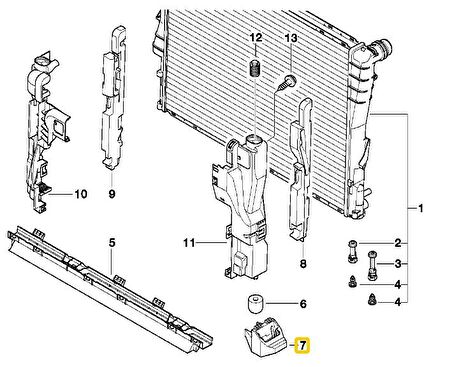 BMW E46 VE E85 RADYATÖR ALT TAŞIYICI BRAKETİ 17111436264