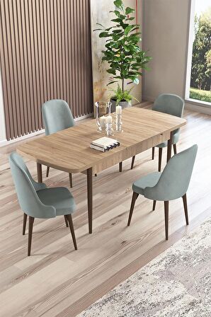 Rovena Amber Meşe 70x114 Açılabilir Mdf Mutfak Masası Takımı 4 Adet Sandalye