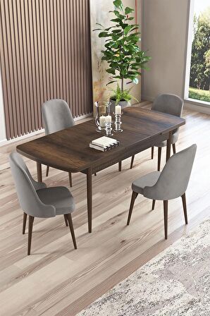 Rovena Amber Barok 70X114 Açılabilir Mdf Mutfak Masası Takımı 4 Adet Sandalye