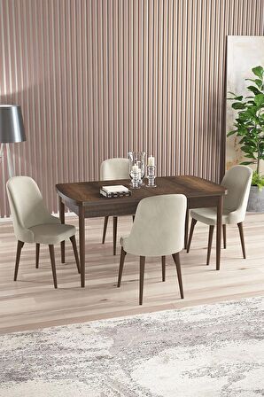 Rovena Amber Barok 70X114 Açılabilir Mdf Mutfak Masası Takımı 4 Adet Sandalye