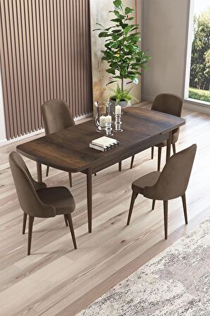 Rovena Amber Barok 70X114 Açılabilir Mdf Mutfak Masası Takımı 4 Adet Sandalye