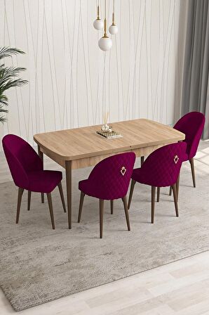 Rovena Talia Meşe 70x114 Açılabilir Mdf Mutfak Masası Takımı 4 Adet Sandalye