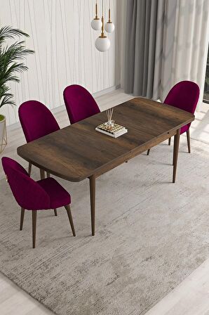 Rovena Talia Barok 70x114 Açılabilir Mdf Mutfak Masası Takımı 4 Adet Sandalye