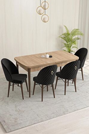 Rovena Liora Meşe 70x114 Açılabilir Mdf Mutfak Masası Takımı 4 Adet Sandalye