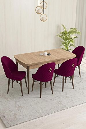 Rovena Liora Meşe 70x114 Açılabilir Mdf Mutfak Masası Takımı 4 Adet Sandalye