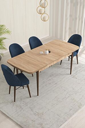 Rovena Liora Meşe 70x114 Açılabilir Mdf Mutfak Masası Takımı 4 Adet Sandalye