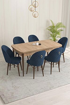 Rovena Liora Meşe 70x114 Açılabilir Mdf Mutfak Masası Takımı 6 Adet Sandalye