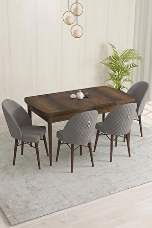 Rovena Liora Barok 70x114 Açılabilir Mdf Mutfak Masası Takımı 4 Adet Sandalye