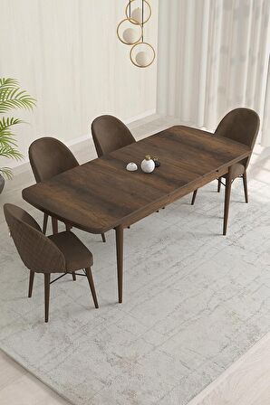 Rovena Liora Barok 70x114 Açılabilir Mdf Mutfak Masası Takımı 4 Adet Sandalye