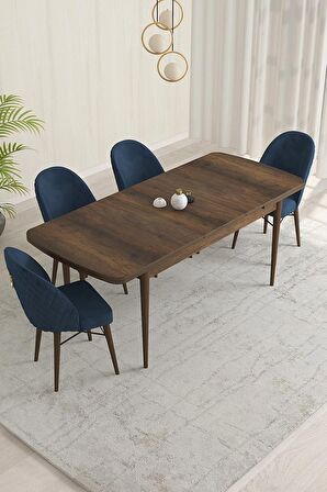 Rovena Liora Barok 70x114 Açılabilir Mdf Mutfak Masası Takımı 4 Adet Sandalye