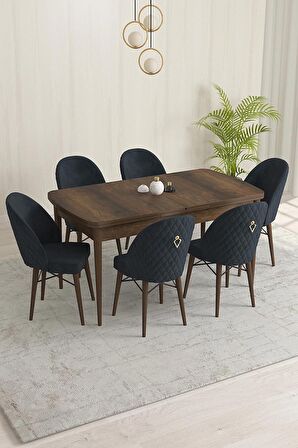 Rovena Liora Barok 70x114 Açılabilir Mdf Mutfak Masası Takımı 6 Adet Sandalye