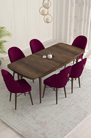 Rovena Liora Barok 70x114 Açılabilir Mdf Mutfak Masası Takımı 6 Adet Sandalye