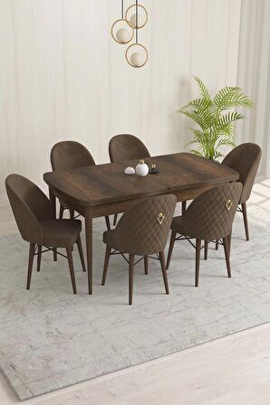 Rovena Liora Barok 70x114 Açılabilir Mdf Mutfak Masası Takımı 6 Adet Sandalye
