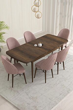 Rovena Liora Barok 70x114 Açılabilir Mdf Mutfak Masası Takımı 6 Adet Sandalye