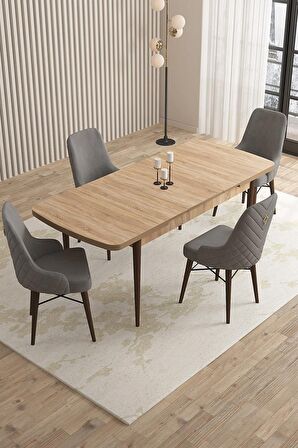 Rovena Almira Meşe 70x114 Açılabilir Mdf Mutfak Masası Takımı 4 Adet Sandalye