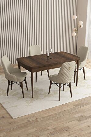 Rovena Almira Barok 70x114 Açılabilir Mdf Mutfak Masası Takımı 4 Adet Sandalye