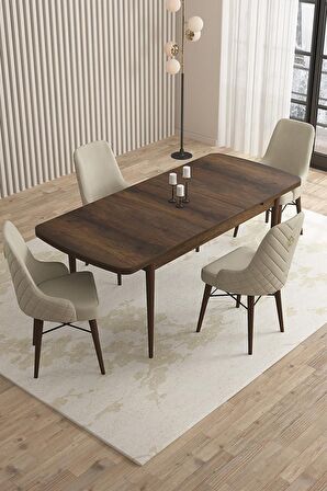 Rovena Almira Barok 70x114 Açılabilir Mdf Mutfak Masası Takımı 4 Adet Sandalye