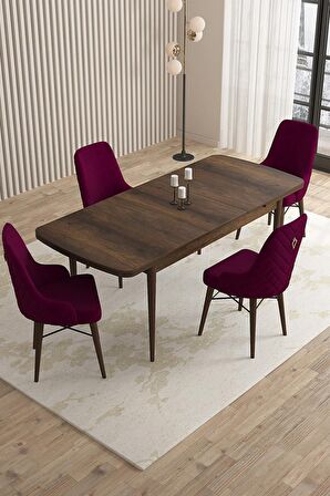 Rovena Almira Barok 70x114 Açılabilir Mdf Mutfak Masası Takımı 4 Adet Sandalye