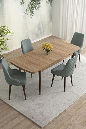 Rovena Blanca Meşe 80x132 Açılabilir Mdf Mutfak Masası Takımı 4 Adet Sandalye