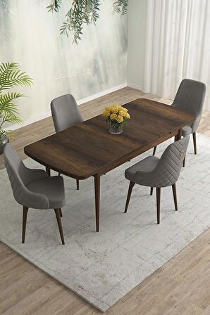 Rovena Blanca Barok 80x132 Açılabilir Mdf Mutfak Masası Takımı 4 Adet Sandalye