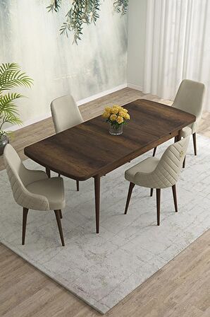 Rovena Blanca Barok 80x132 Açılabilir Mdf Mutfak Masası Takımı 4 Adet Sandalye