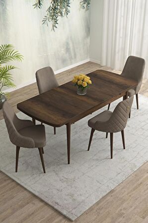 Rovena Blanca Barok 80x132 Açılabilir Mdf Mutfak Masası Takımı 4 Adet Sandalye